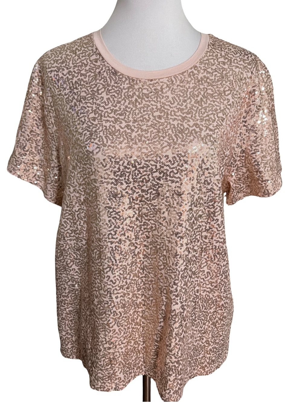 Dkny Blush Sequin Short Sleeve Tee